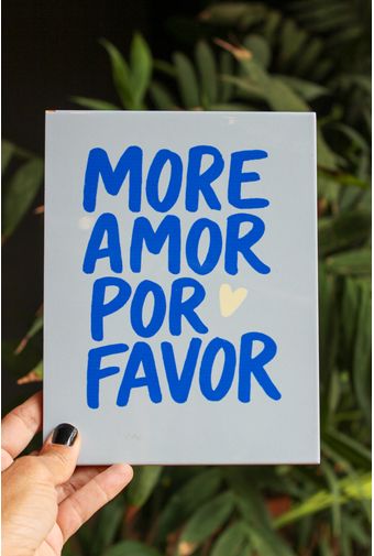 Azulejo Decorativo More Amor Por Favor Azul Mimo Galeria -2-